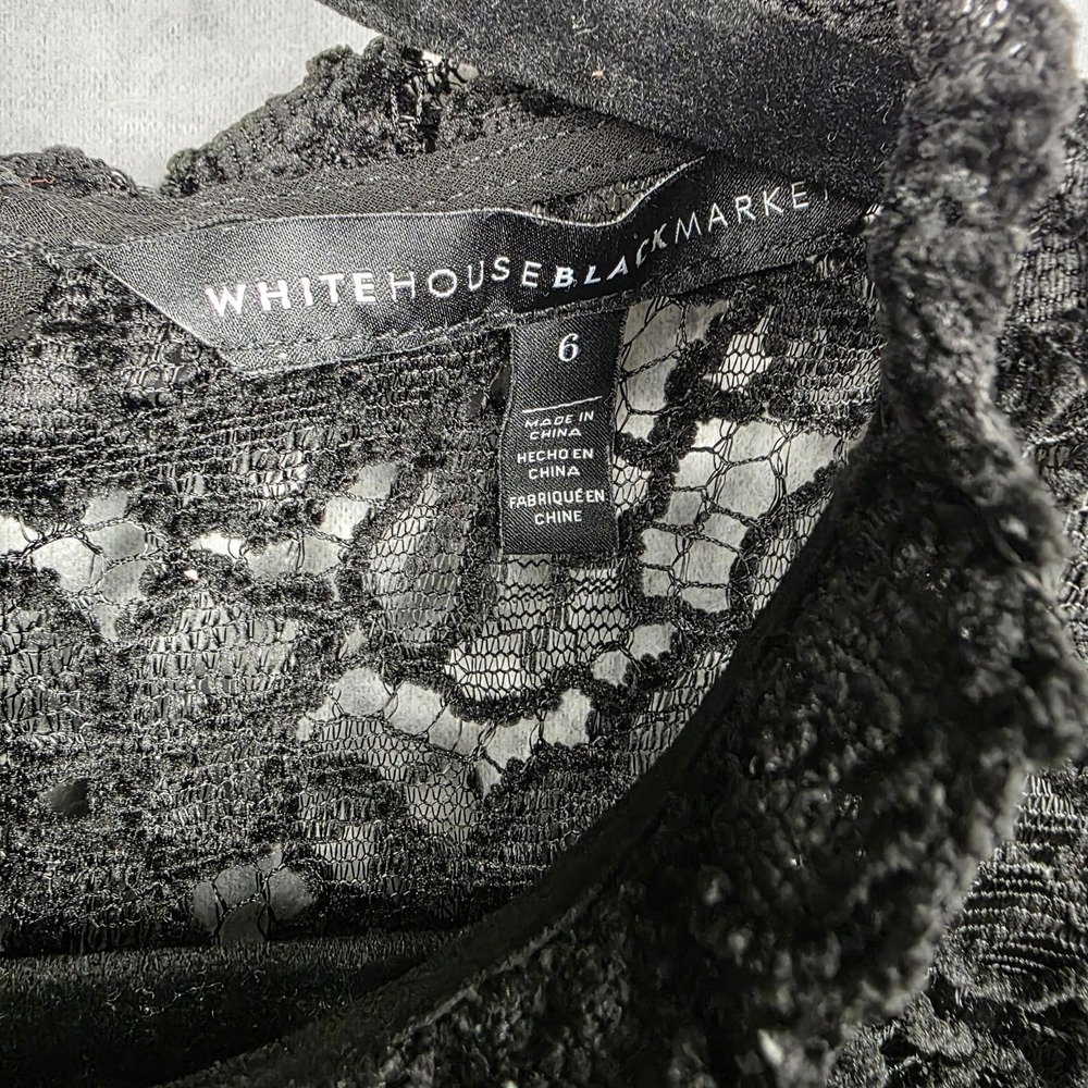 White‎ House Black Market Shirt Womens 6 Black Lace Sleeveless Fairy Grunge - Picture 6 of 13